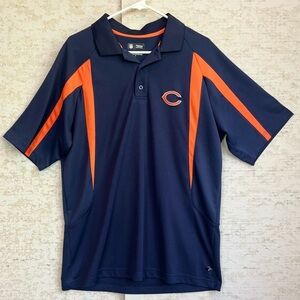 NFL Chicago Bears Men's Navy and Orange Polo Shirt Sz L Chicago Logo on Chest